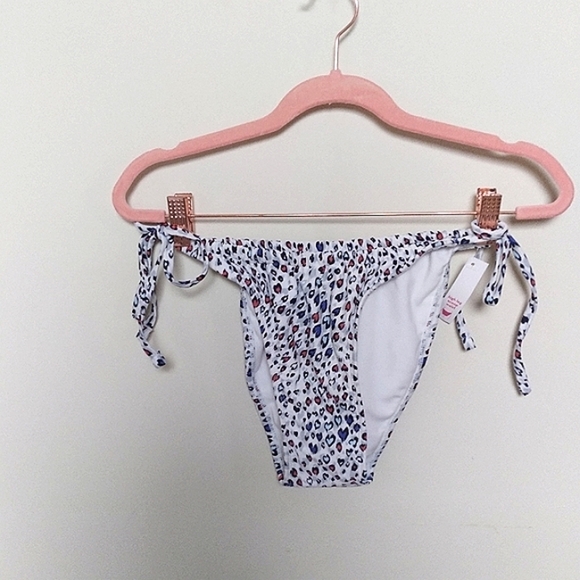Xhilaration Red and Blue Animal Print High Leg Scoop Waist Bikini Bottoms - Picture 1 of 8